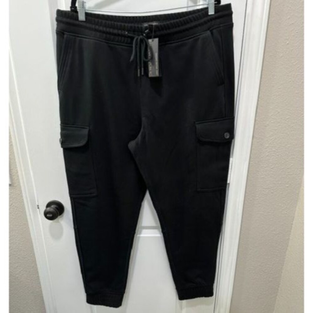 NWT Banana Republic Mens XL Black Cargo Jogger Sweatpants Organic Cotton Terry